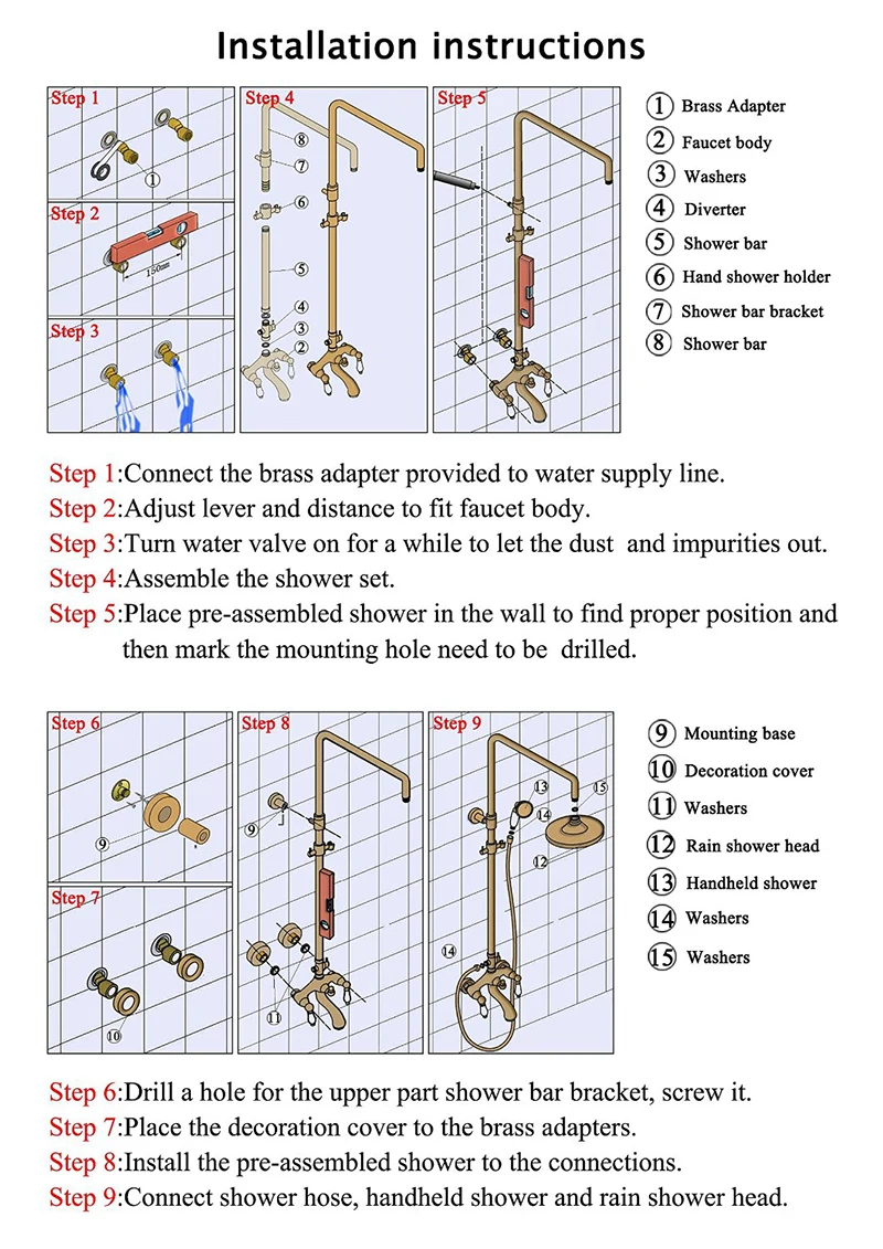 8 Inch Rainfall Wall Mounted Shower Set System