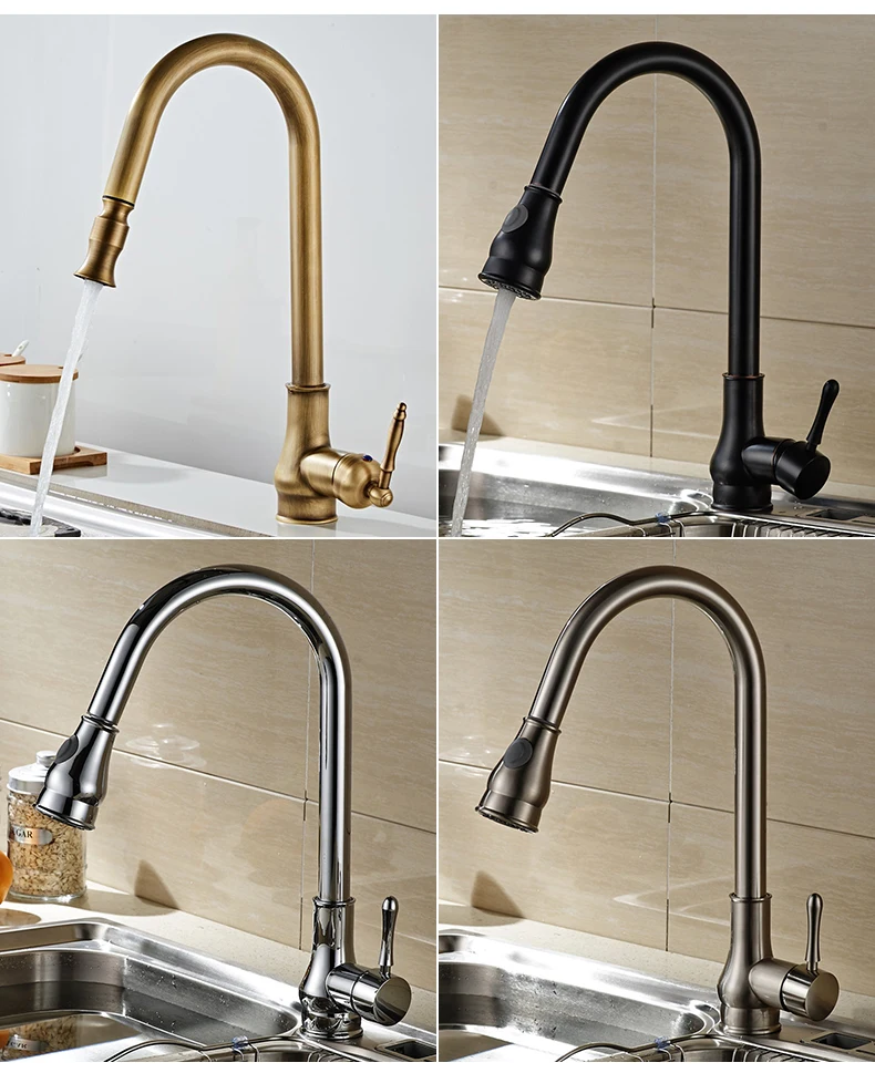 Brass 360 Degree Swivel Water Mixer Pull Down Tap In 4 Colors