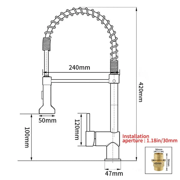 Teagan kitchen Tap dimensions