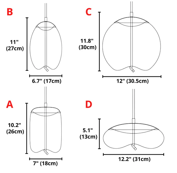 Nordic Rope and Glass Pendant Light Dimensions