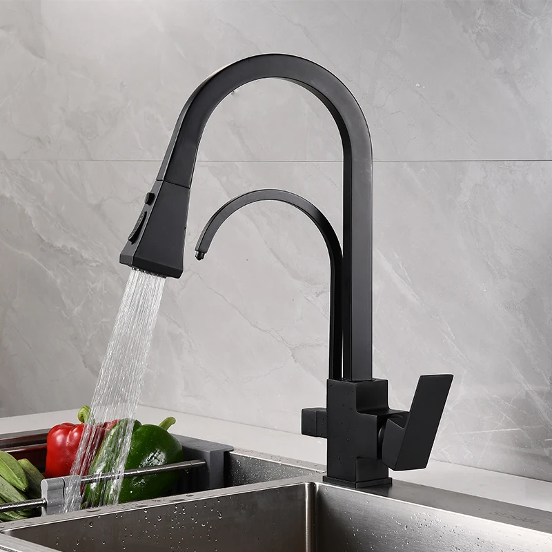 Waterfilter Taps Kitchen Tap Dual Handle Deck Mounted Mixer Tap