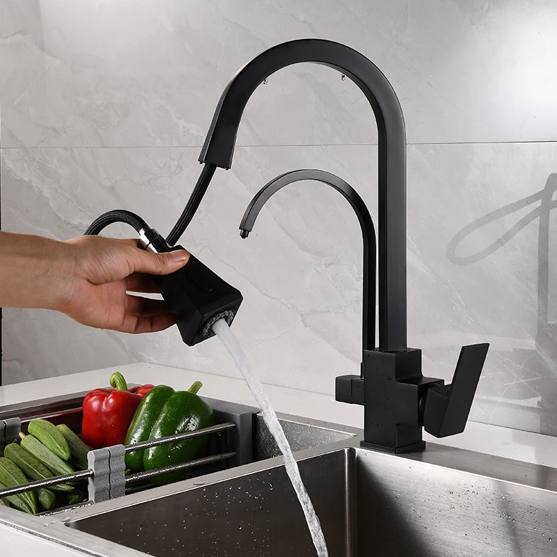 Waterfilter Taps Kitchen Tap Dual Handle Deck Mounted Mixer Tap