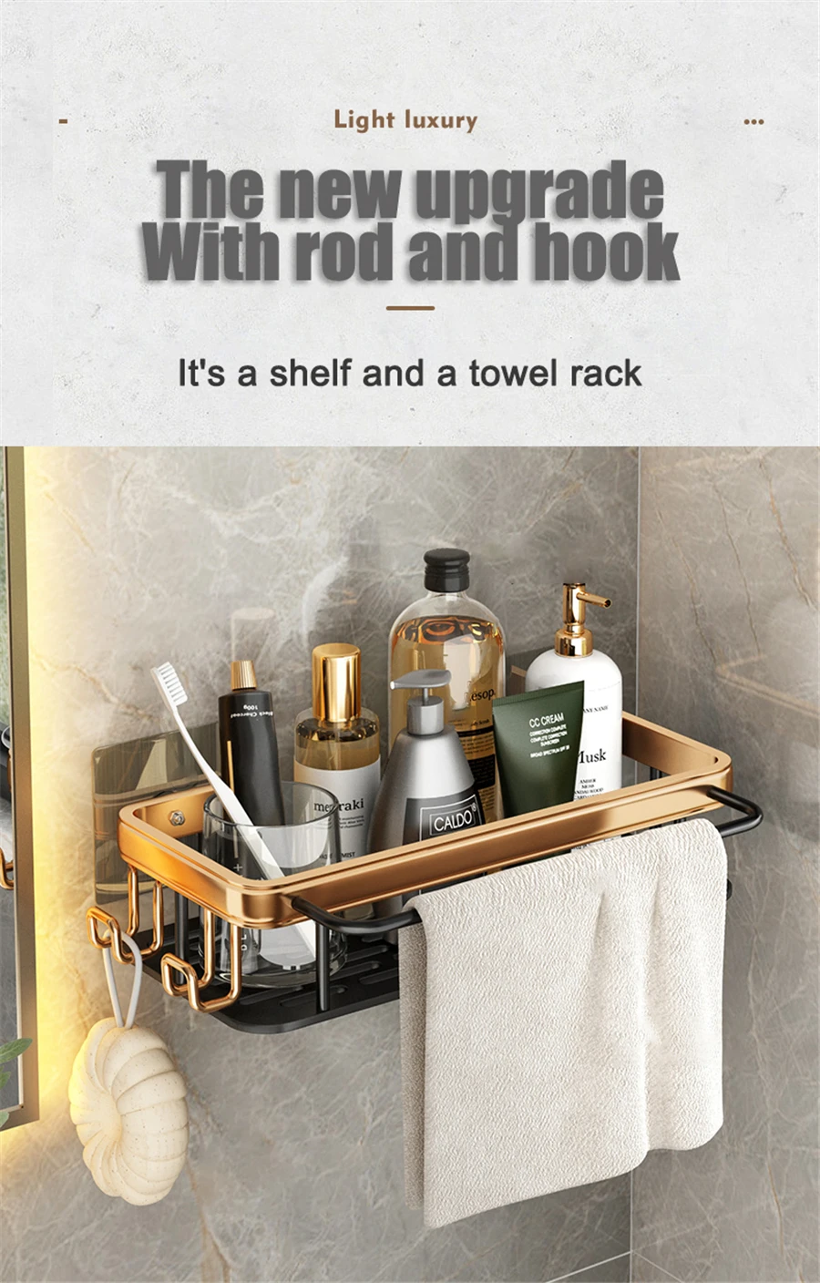 Punch-free Bathroom Shelf Shelves Shampoo Shower Storage Rack Holder