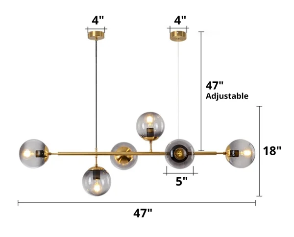 Caden Horizontal Chandelier Dimensions