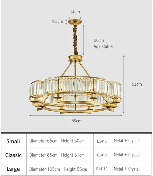 Jaime Modern Glass Crystal Chandelier Dimensions