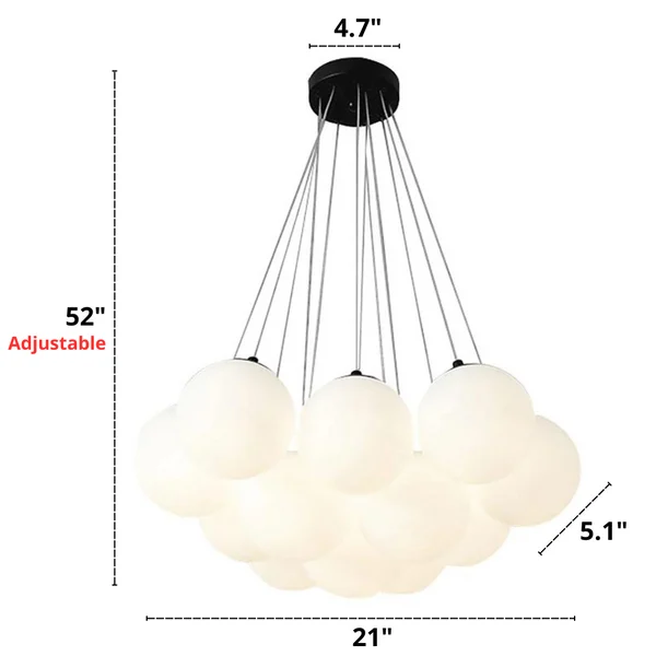 Juno frosted glass globe chandelier dimensions