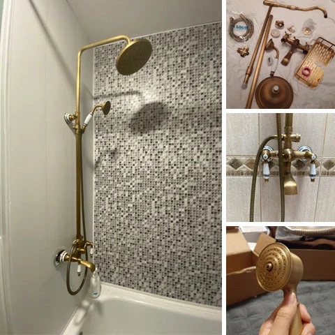 Brass Antique Wall Mount Shower Tap Set, Shower And Tub Tap Sets