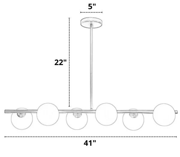 Six Bulb Justine Light Fixture Dimensions