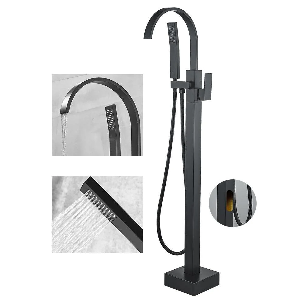 Modern High Arc Tap Brass Floor Mounted Free Standing Tub Filler Tap -Bathlova