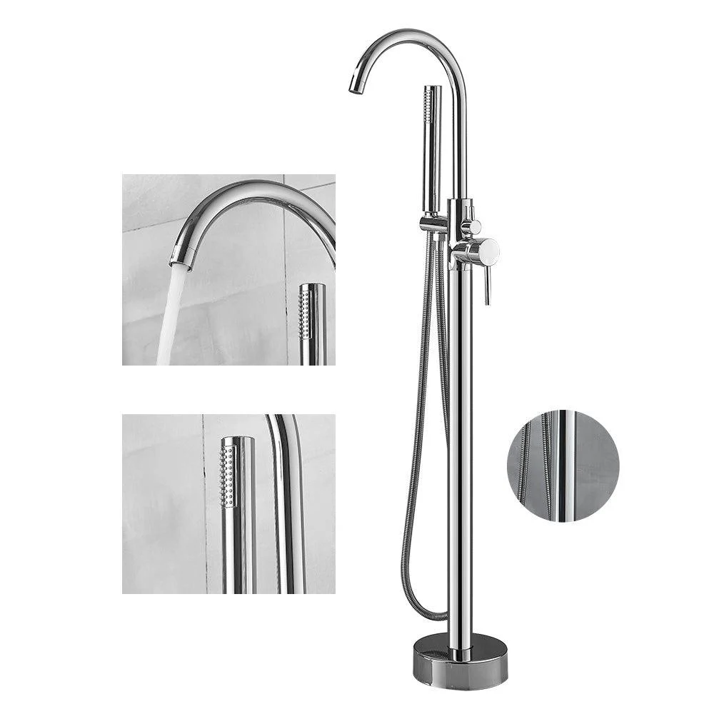 Modern High Arc Tap Brass Floor Mounted Free Standing Tub Filler Tap -Bathlova