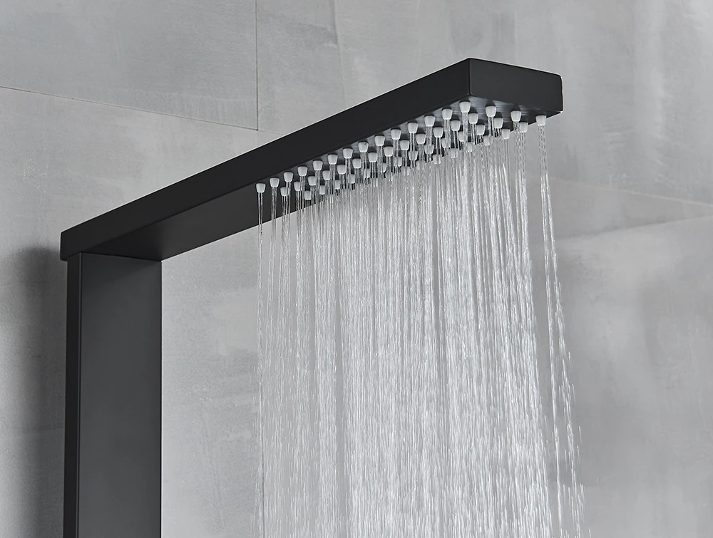 Brass Wall Mounted Shower Column SPA Massage Jets Black Bathroom Shower