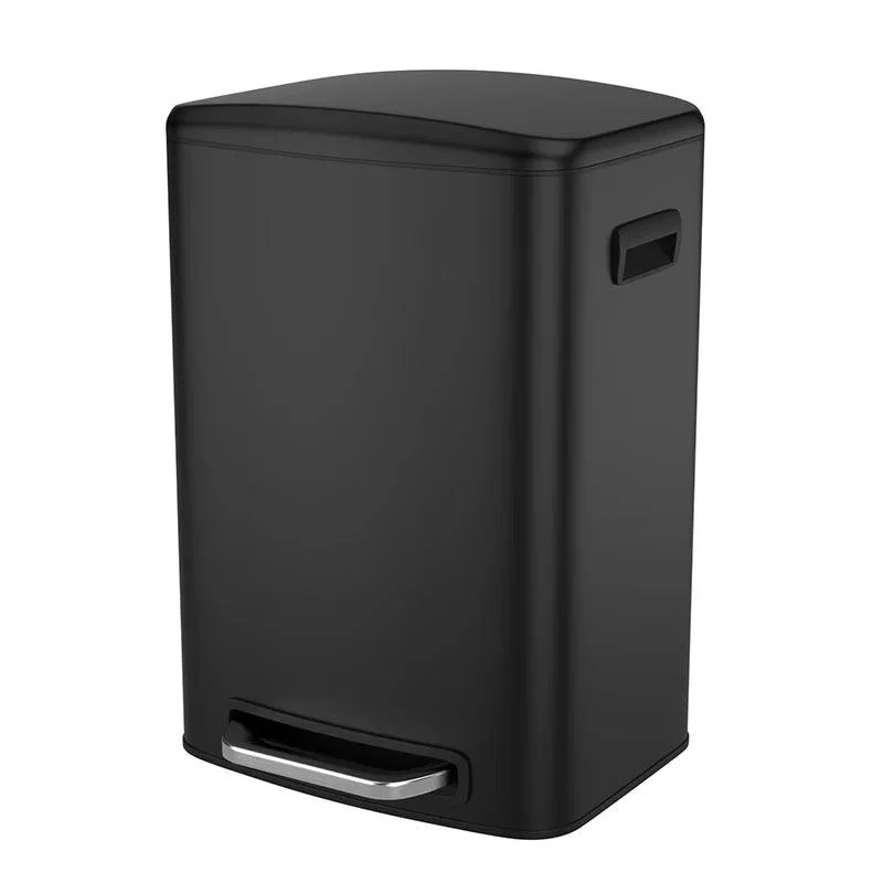 Black 13 Gallon Trash Can with Foot Operated Pedal & Soft Close Lid - 50L Stainless Steel Trash Can -Bathlova