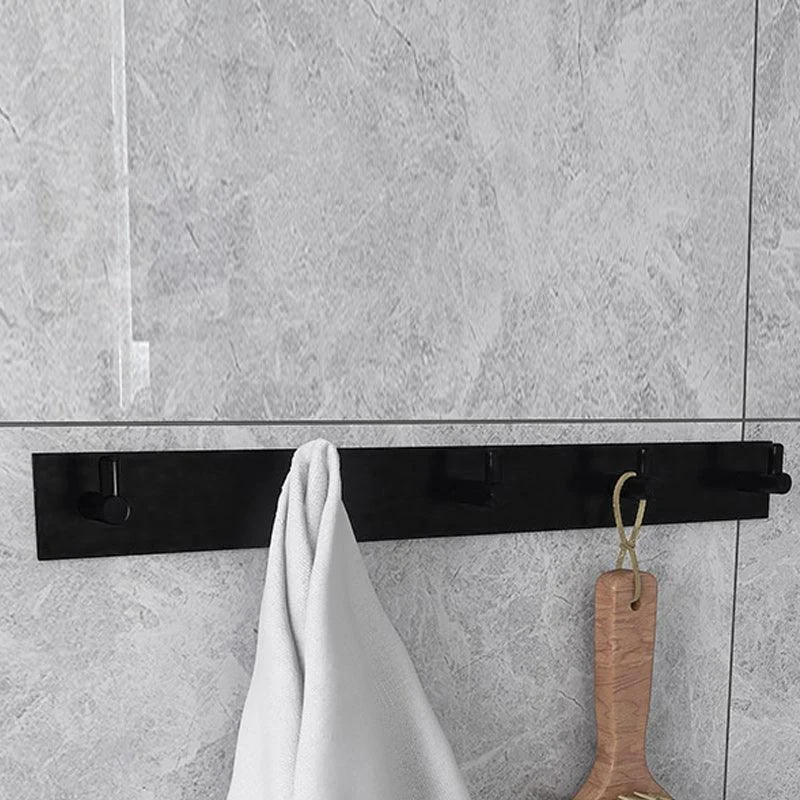 Black 6-Piece Bathroom Accessory Set Modern Shower Curtain Rod / Robe Hook and Towel Bar -Bathlova