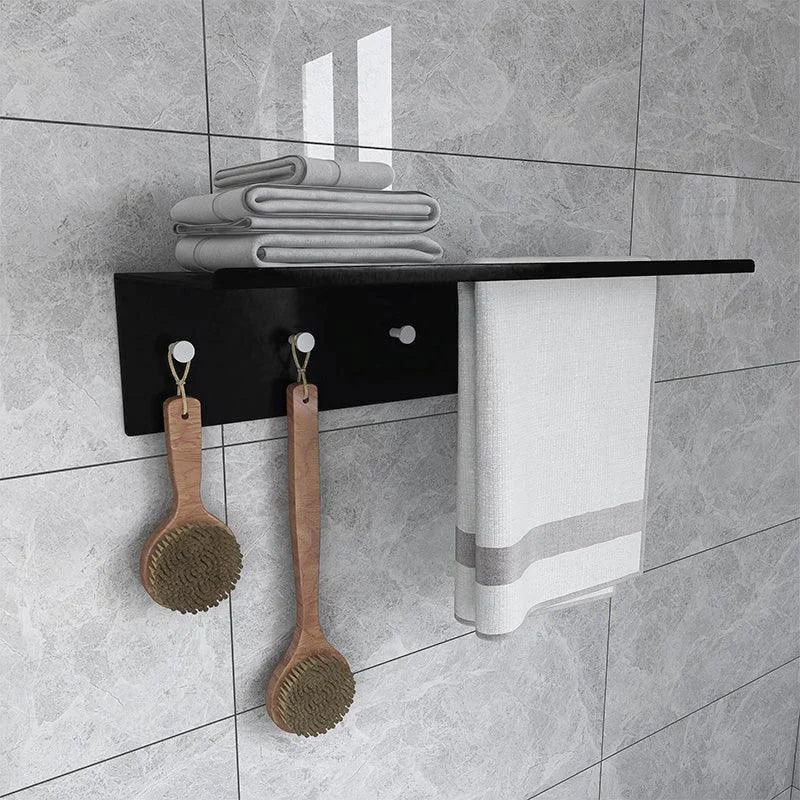 Black 6-Piece Bathroom Accessory Set Modern Shower Curtain Rod / Robe Hook and Towel Bar -Bathlova