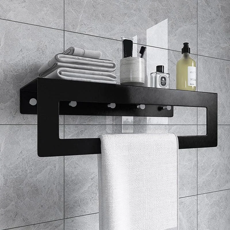 Black 6-Piece Bathroom Accessory Set Modern Shower Curtain Rod / Robe Hook and Towel Bar -Bathlova