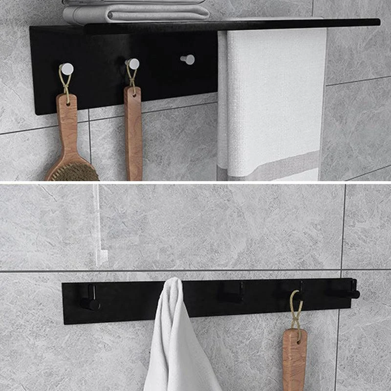 Black 6-Piece Bathroom Accessory Set Modern Shower Curtain Rod / Robe Hook and Towel Bar -Bathlova