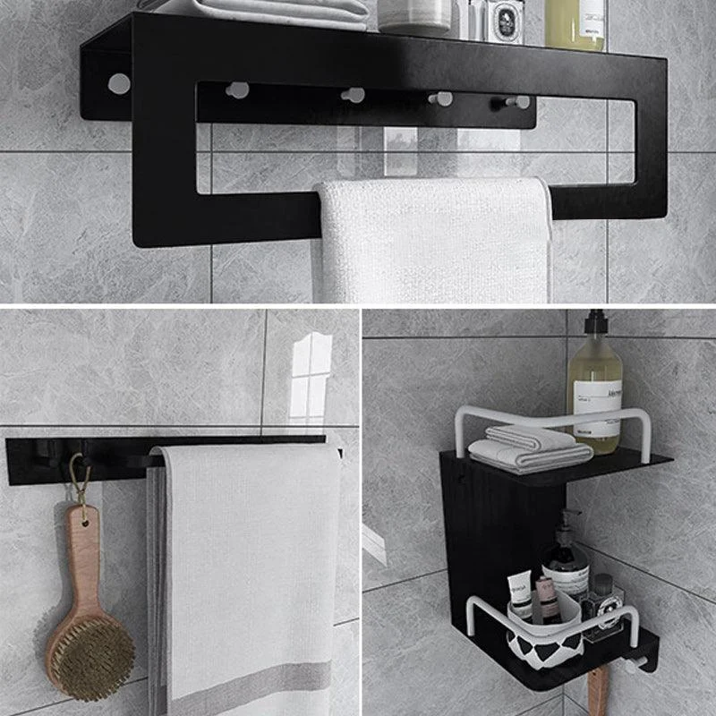 Black 6-Piece Bathroom Accessory Set Modern Shower Curtain Rod / Robe Hook and Towel Bar -Bathlova