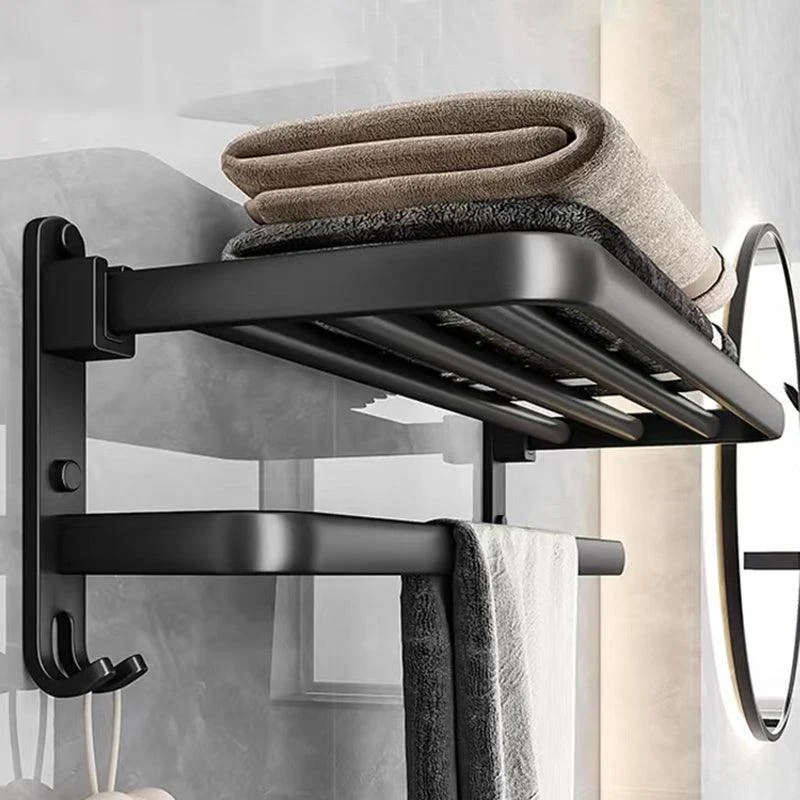 Black Aluminum Bathroom Accessory Set Modern Bath Shelf/ Towel Bar & Paper Holder -Bathlova