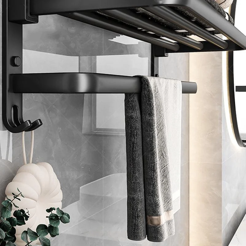 Black Aluminum Bathroom Accessory Set Modern Bath Shelf/ Towel Bar & Paper Holder -Bathlova