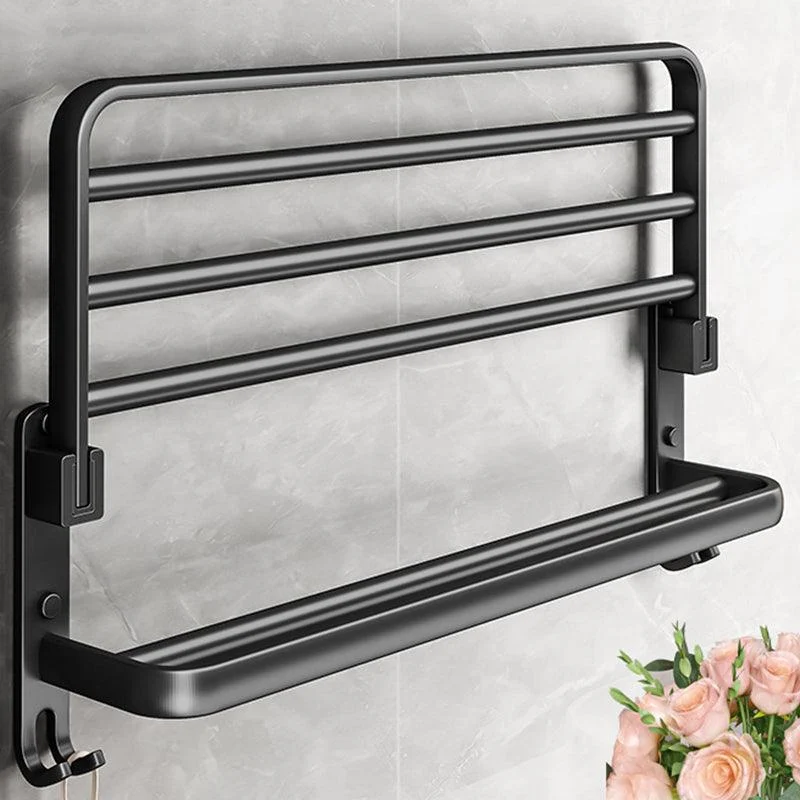 Black Aluminum Bathroom Accessory Set Modern Bath Shelf/ Towel Bar & Paper Holder -Bathlova