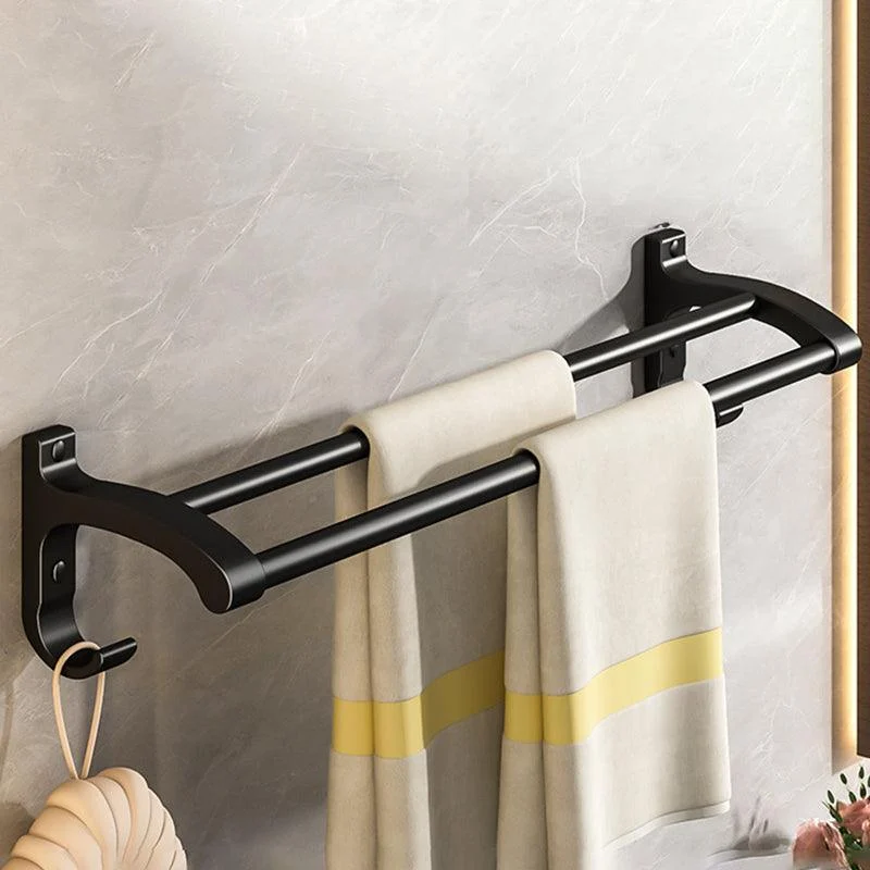 Black Aluminum Bathroom Accessory Set Modern Bath Shelf/ Towel Bar & Paper Holder -Bathlova