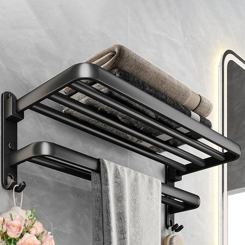 Black Aluminum Bathroom Accessory Set Modern Bath Shelf/ Towel Bar & Paper Holder -Bathlova