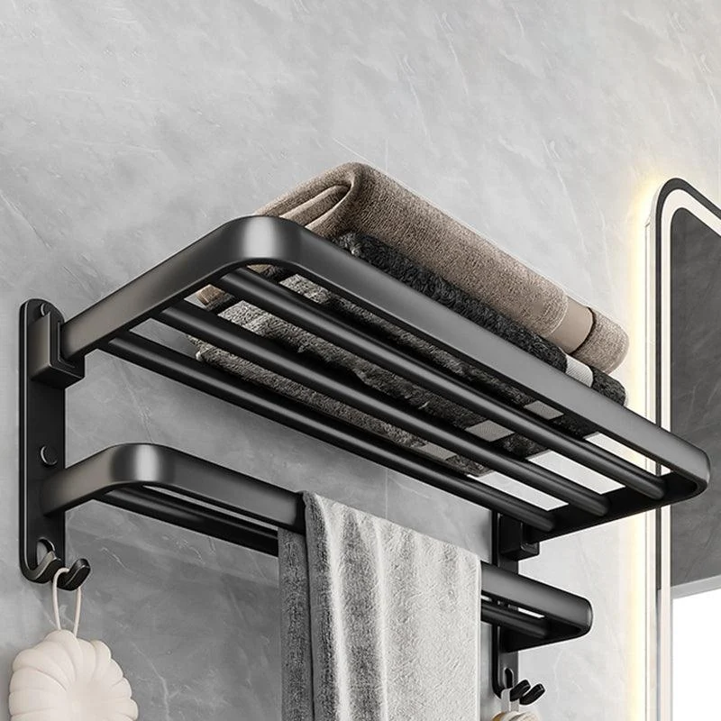 Black Aluminum Bathroom Accessory Set Modern Bath Shelf/ Towel Bar & Paper Holder -Bathlova