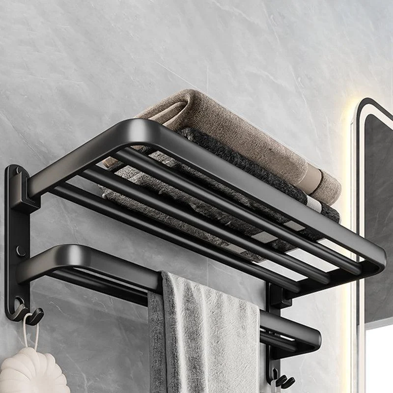 Black Aluminum Bathroom Accessory Set Modern Bath Shelf/ Towel Bar & Paper Holder -Bathlova