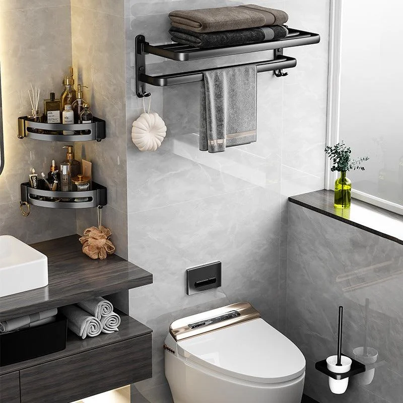 Black Aluminum Bathroom Accessory Set Modern Bath Shelf/ Towel Bar & Paper Holder -Bathlova