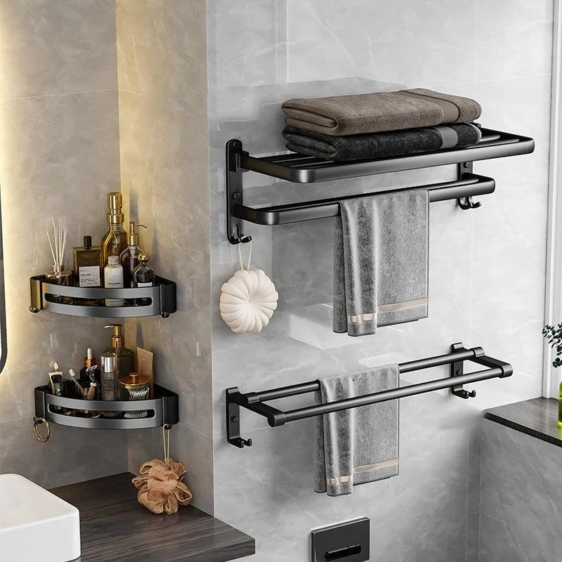 Black Aluminum Bathroom Accessory Set Modern Bath Shelf/ Towel Bar & Paper Holder -Bathlova