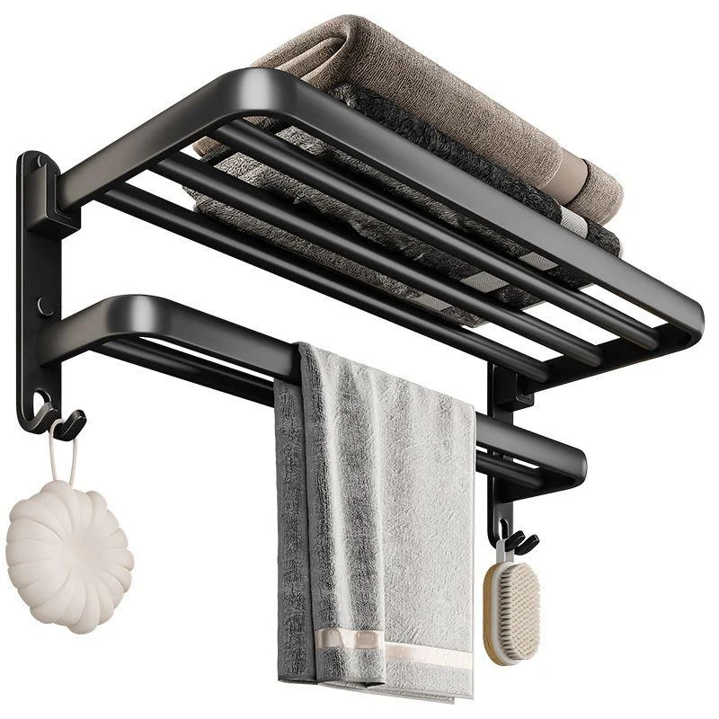 Black Aluminum Bathroom Accessory Set Modern Bath Shelf/ Towel Bar & Paper Holder -Bathlova