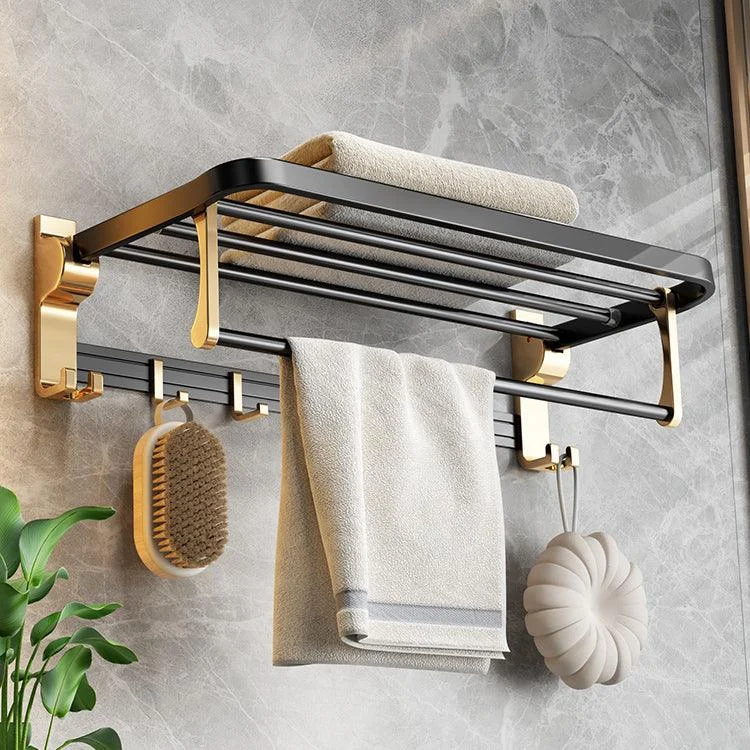 Black and Brass Bathroom Accessory Set Contemporary Bath Set with Bath Shelf/Towel Bar -Bathlova