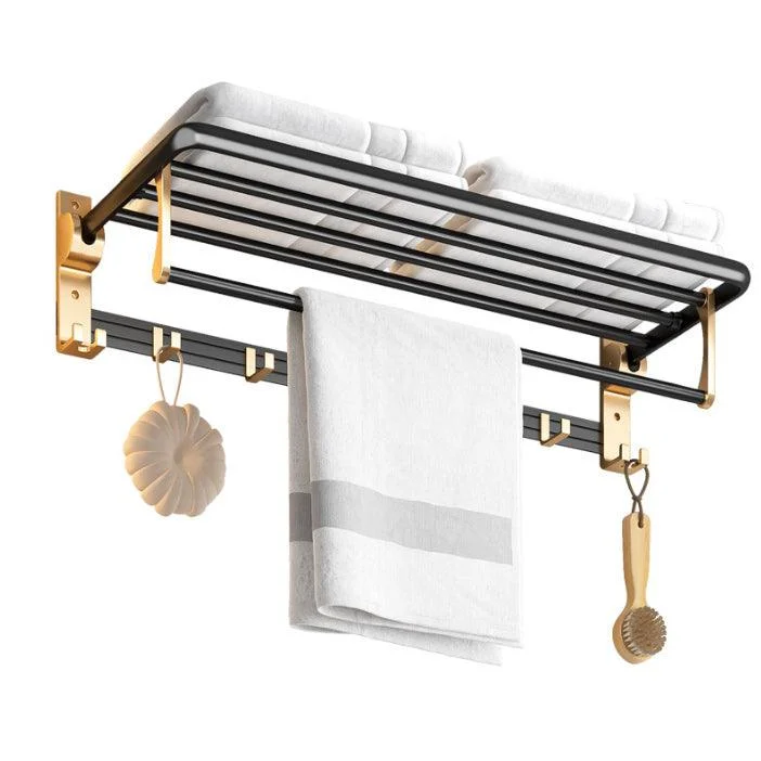 Black and Brass Bathroom Accessory Set Contemporary Bath Set with Bath Shelf/Towel Bar -Bathlova