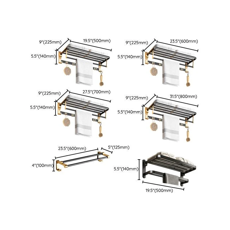 Black and Brass Bathroom Accessory Set Contemporary Bath Set with Bath Shelf/Towel Bar -Bathlova