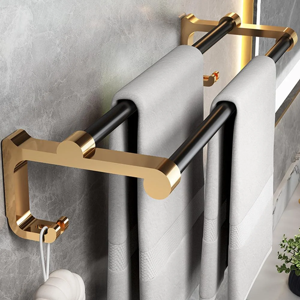 Black and Brass Bathroom Accessory Set Contemporary Bath Set with Bath Shelf/Towel Bar -Bathlova