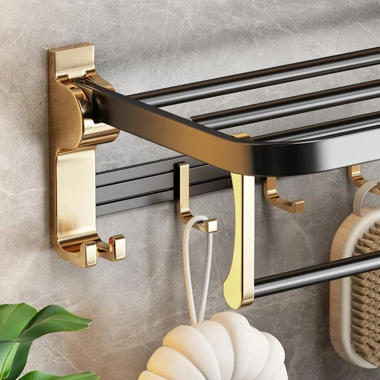 Black and Brass Bathroom Accessory Set Contemporary Bath Set with Bath Shelf/Towel Bar -Bathlova