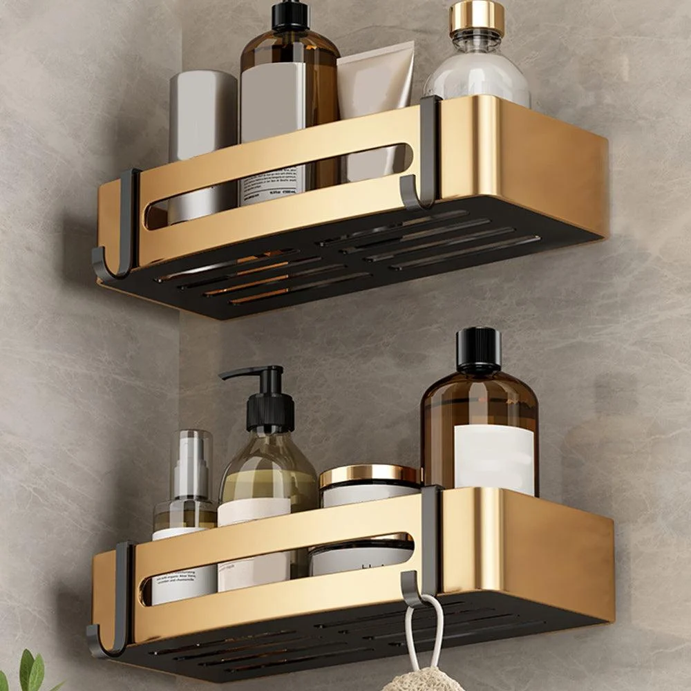 Black and Brass Bathroom Accessory Set Contemporary Bath Set with Bath Shelf/Towel Bar -Bathlova