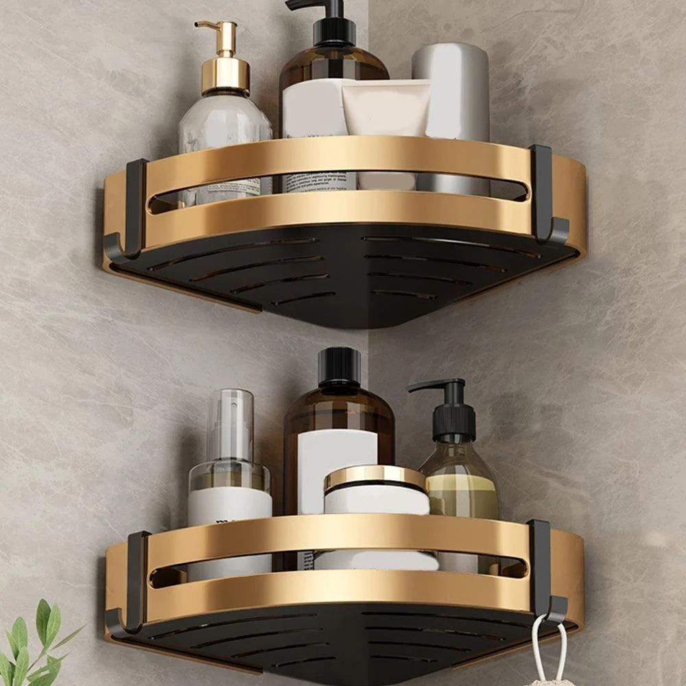 Black and Brass Bathroom Accessory Set Contemporary Bath Set with Bath Shelf/Towel Bar -Bathlova