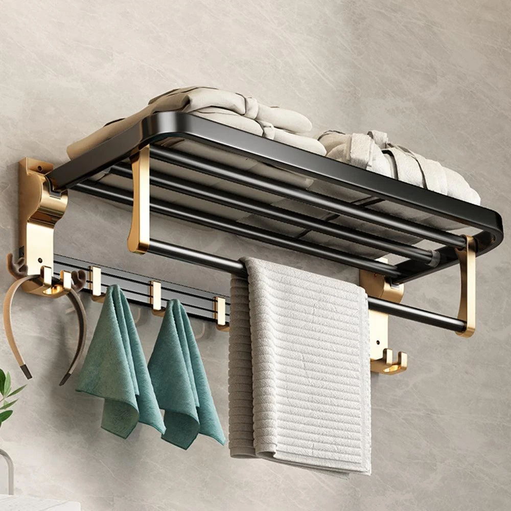 Black and Brass Bathroom Accessory Set Contemporary Bath Set with Bath Shelf/Towel Bar -Bathlova