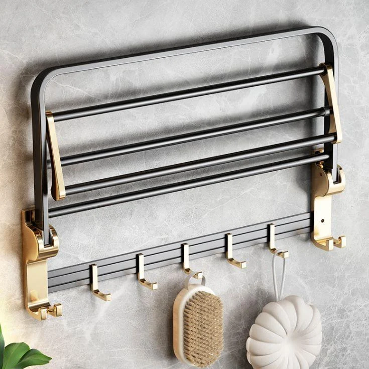 Black and Brass Bathroom Accessory Set Contemporary Bath Set with Bath Shelf/Towel Bar -Bathlova