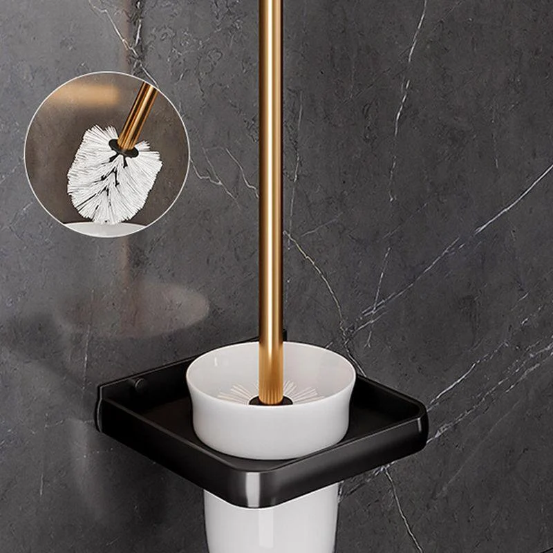 Black & Brass Bathroom Hardware Set Modern Stainless Bath Shelf/Towel Bar/Paper Holder -Bathlova