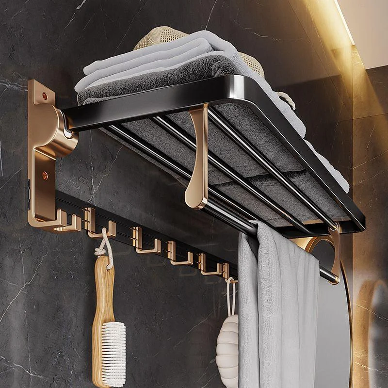 Black & Brass Bathroom Hardware Set Modern Stainless Bath Shelf/Towel Bar/Paper Holder -Bathlova