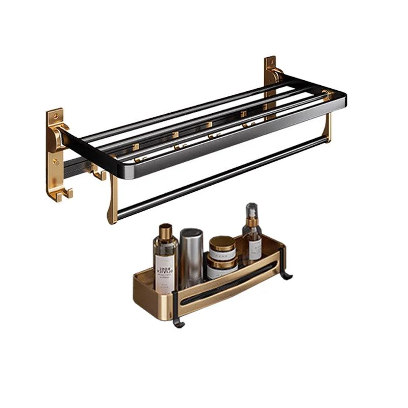 Black & Brass Bathroom Hardware Set Modern Stainless Bath Shelf/Towel Bar/Paper Holder -Bathlova