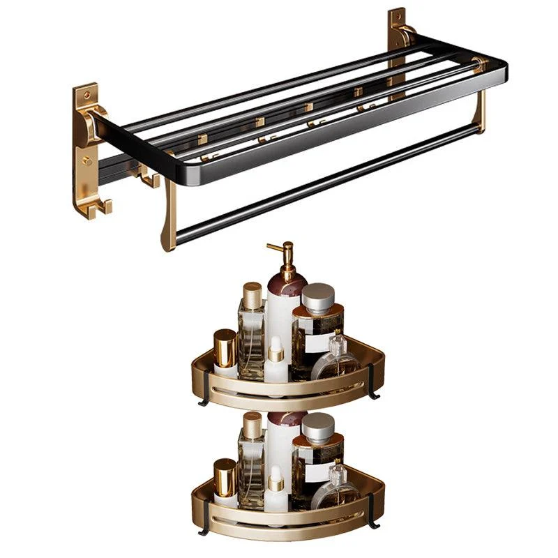 Black & Brass Bathroom Hardware Set Modern Stainless Bath Shelf/Towel Bar/Paper Holder -Bathlova