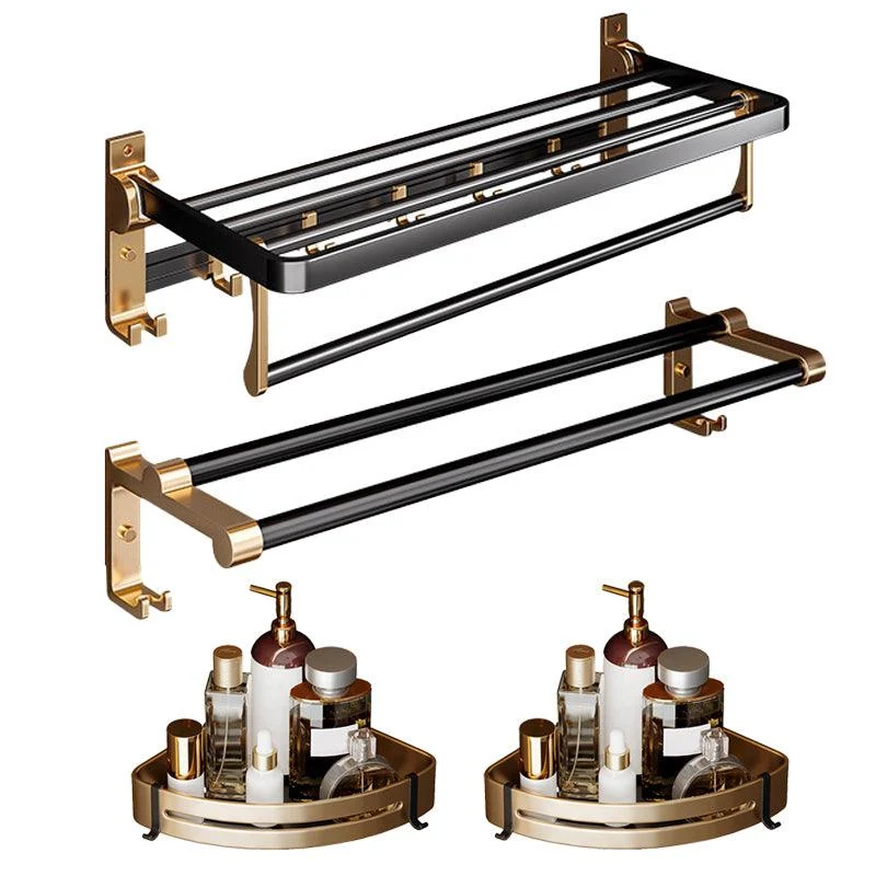 Black & Brass Bathroom Hardware Set Modern Stainless Bath Shelf/Towel Bar/Paper Holder -Bathlova