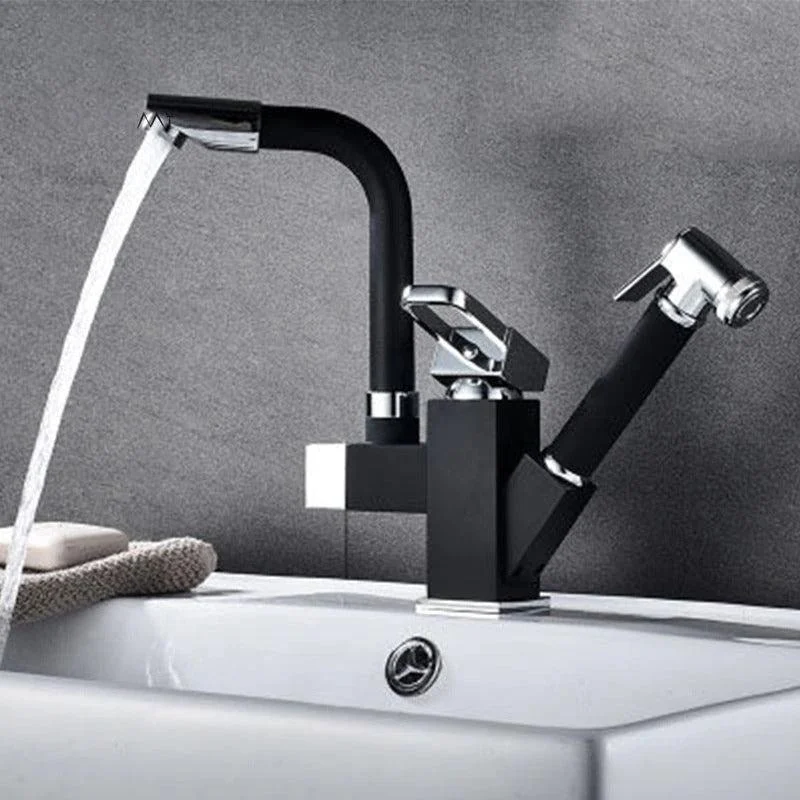 Black and Chrome Kitchen Tap Sink Tap Mixer Pull Out Sprayer -Bathlova