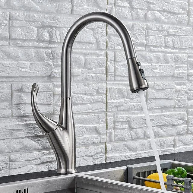 Black Brushed Kitchen Tap Hot And Cold Water Mixer Kitchen Tap -Bathlova