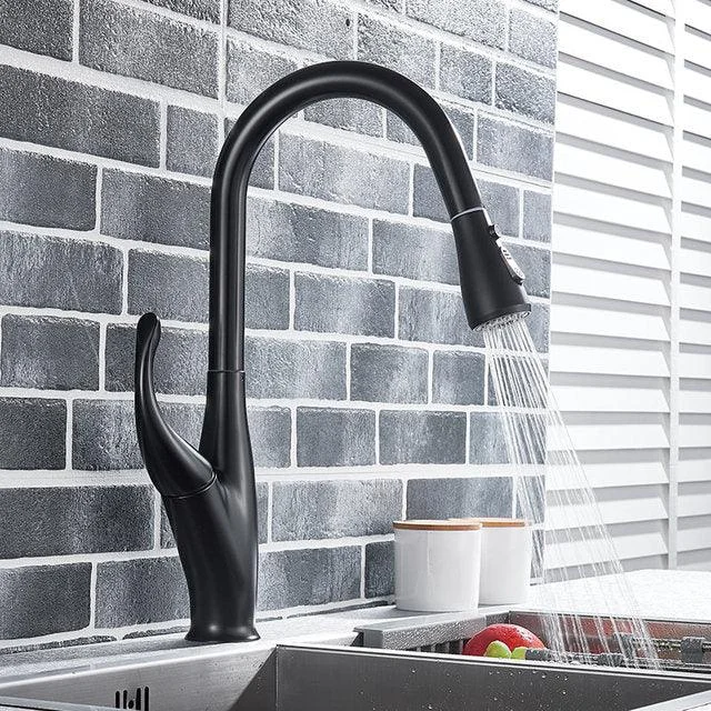 Black Brushed Kitchen Tap Hot And Cold Water Mixer Kitchen Tap -Bathlova