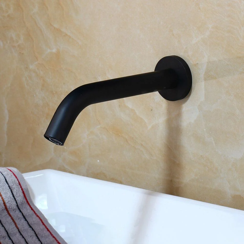 Black Chrome Brass Lavatory Bathroom Tap Wall Mount Free Touch Sensor Tap -Bathlova