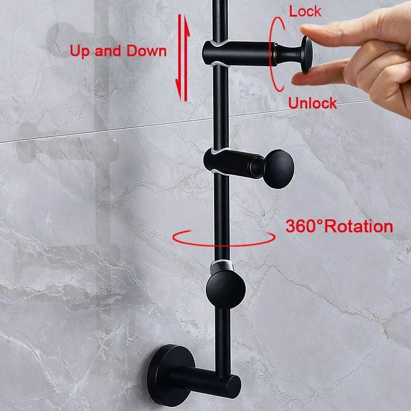 Black Coat Rack Free Adjustment Solid Brass Coat Hooks for Clothing -Bathlova